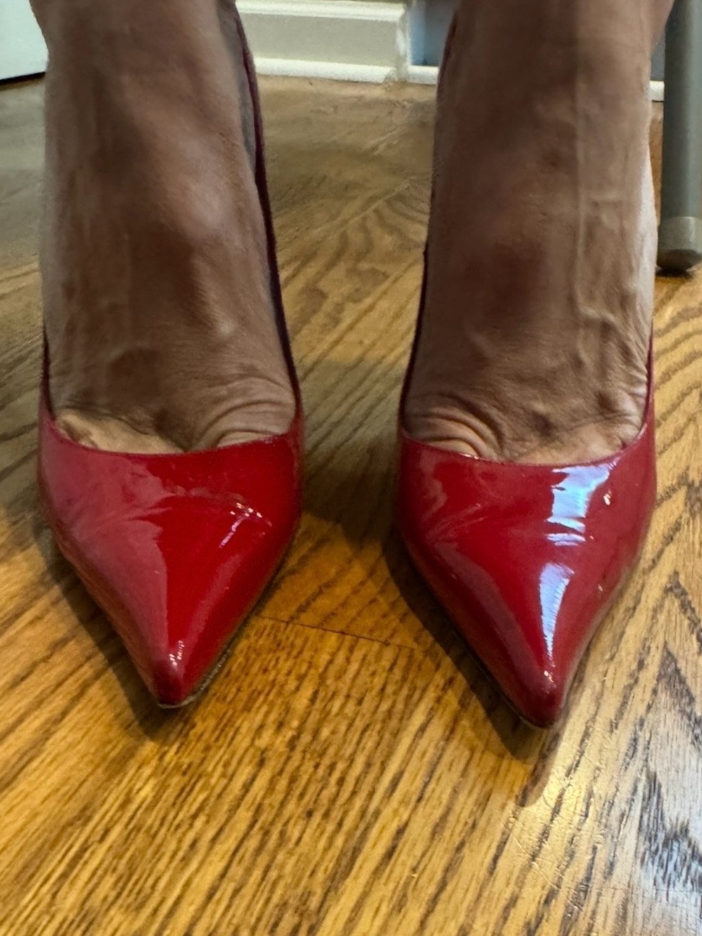 Charles David “Primer” Red Patent Pointed-Toe Pumps